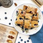 Blueberry Tea Cake with Vintage Cookbook in scene