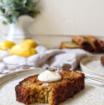 Lemon Ginger Zucchini Bread with creme fraiche