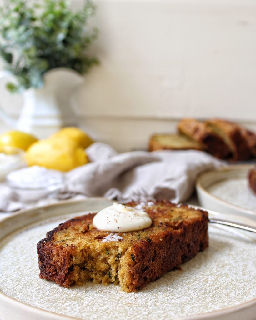 Lemon Ginger Zucchini Bread with creme fraiche