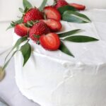 Champagne elderflower cake with strawberry preserves