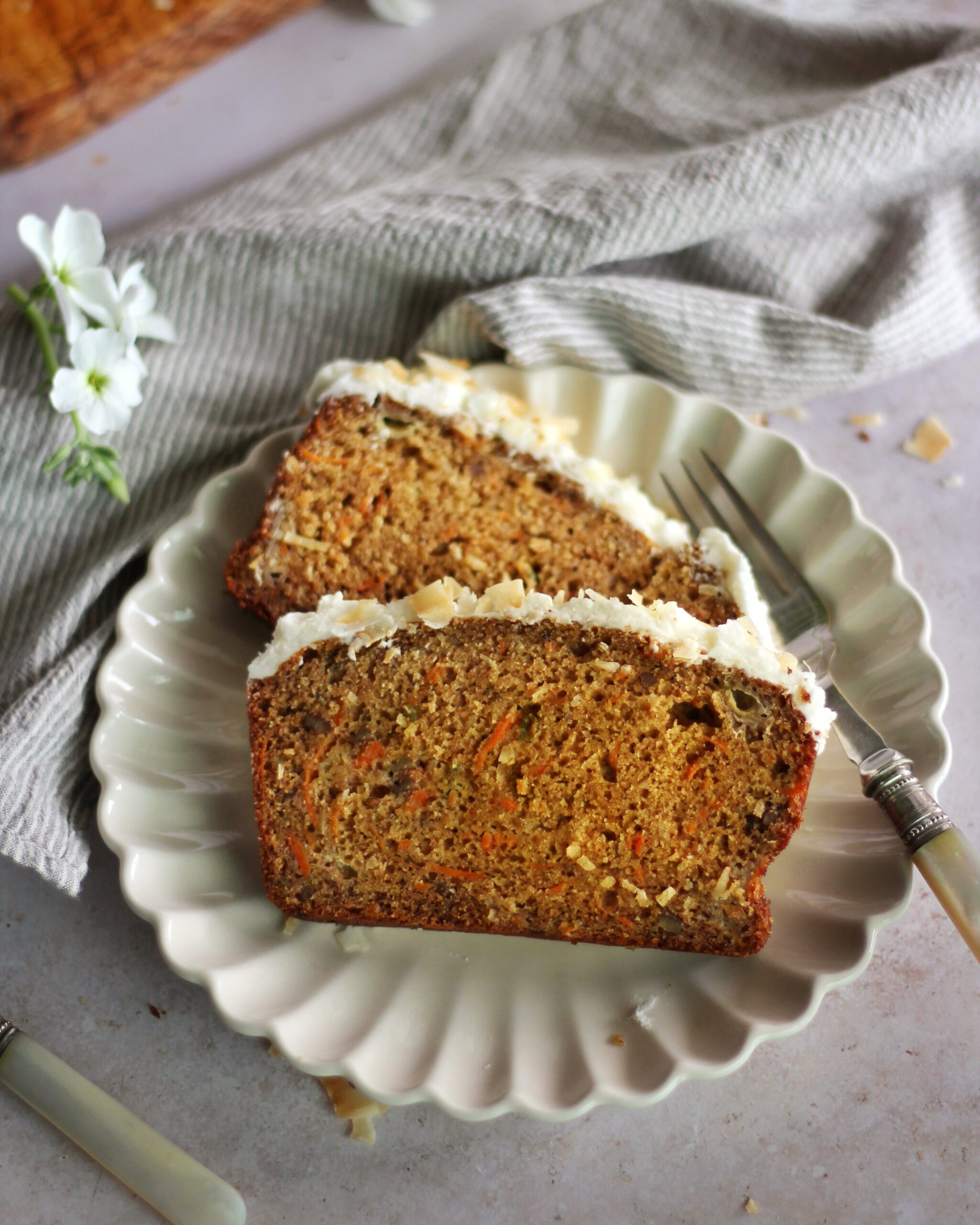 Carrot Walnut Loaf with Cream Cheese Frosting - Handle the Heat